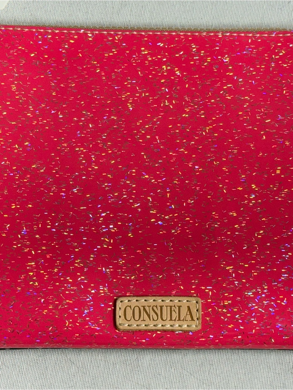 Consuela Red Glitter Cosmetic Pouch